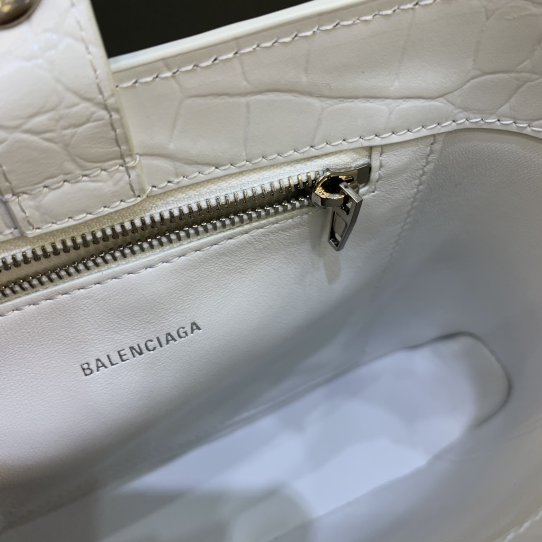 Balenciaga XX Small Hobo Flap Bag Crocodile Embossed White